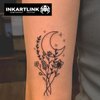 INKARTLINK Temporary Tattoos, Semi Permanent Tattoo Adult Art Design Waterproof Temp Tattoo Party Favors Tattoo Stickers Realistic Look, No Adhesive, Lasts 1-2 Weeks Black (Flowers Lines)