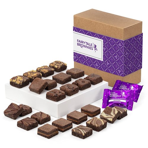 Fairytale Brownies Magic Morsel 24 Individually Wrapped Gourmet Chocolate Food Gift Basket - 1.5 Inch x 1.5 Inch Bite-Size Brownies - 24 Pieces - Item CF424