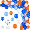 110 Pcs Orange and Blue Balloons Garland Kit War Party Balloon 10 Inch Orange Blue White Latex Balloons 12 Inch Orange Blue Confetti Balloons for Kids Target Sign Birthday Party Supplies