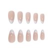 White French Tip Press on Nails Almond Shape Fake Nails Nude Medium False Nails Acrylic Artificial Nails Simple Glue on Nails Finger Decorations for Women 24Pcs
