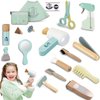 Hair Salon Playset for Kids, [2024] Pretend Play Hair Salon Wooden Toys with Hair Dryer, 2-in-1 Play Hair Styling & Role Play, 18-Piece Wooden Beauty Salon Toy - Birthday Gift for Girls Boys Ages 3-8