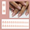 30 Pcs Nude Pink Press on Nails Short Almond - YEFIUO Extra Short Fake Nails Press ons Nail Art Tips French Glitter Glue on Nails with Design Full Cover False Nails Stick on Nails Acrylic Nail Kit
