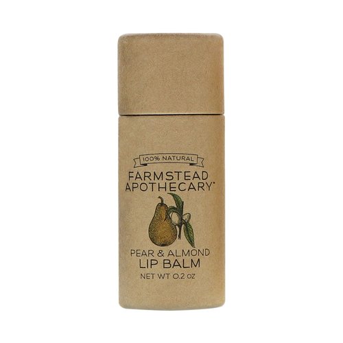 Farmstead Apothecary 100% Natural Lip Balm with Organic Beeswax, Organic Shea Butter & Organic Coconut Oil, Pear & Almond 0.25 oz