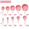 Measuring Cups and Spoons Set of Huygens Kitchen Gadgets 10 Pieces, Stackable Stainless Steel Handle Measuring Cups for Measuring Dry and Liquid Ingredient (Pink)