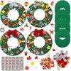 Tatuo 12 Pcs Felt Christmas Tree Wreath Craft Kit Christmas DIY Ornaments with 221 Self Adhesive Christmas Felt Stickers 12 Christmas Bows and 5 Gem Stickers for Christmas Kids (Wreath Style, 6 Inch)