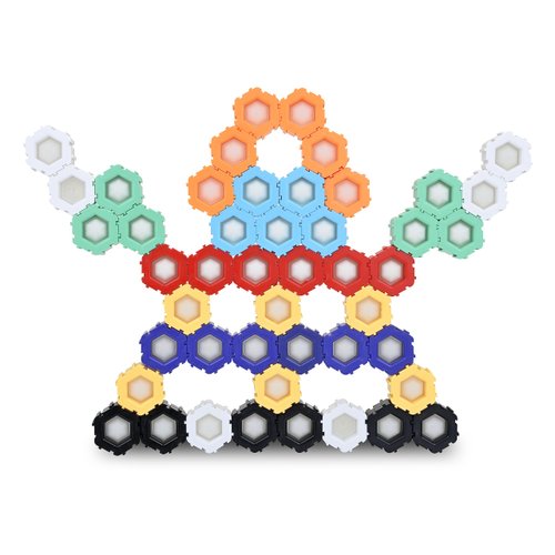 Discovery Toys – Sensory Pops Blocks | Poppable Bubble Center | 50 Hexagon-Shaped Building Blocks 8 Colors | Pop Fidget Toys | Bubble Sensory Toys | 3+ yrs