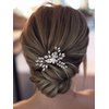 Foyte Bride Wedding Hair Comb Rhinestone Pearl Hairpiece Silver Crystal Bridal Hair Piece Bridesmaid Hair Accessories for Women and Brides