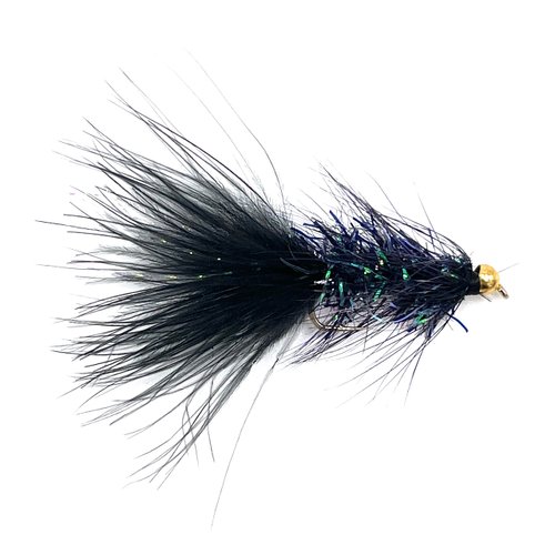Feeder Creek Bead Head Woolly Bugger Fly Fishing Flies | 12pc Flies for Fly Fishing | 4 Size Assortment Trout Flies 6, 8, 10, 12 (3 of Each Size) Fly Fishing Gear (Black)