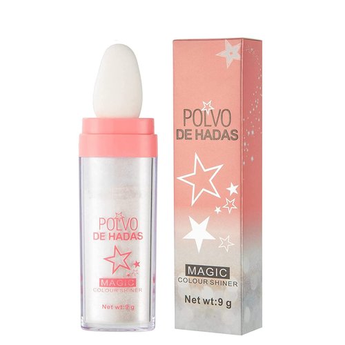 Kayswang Body Glitter Powder Stick Face highlights Shimmer Face and Body Highlighter Powder with Sponge Head, Magic Colour Shiner Powder for Face Body, Arms, Collarbones and Leg (01#White)