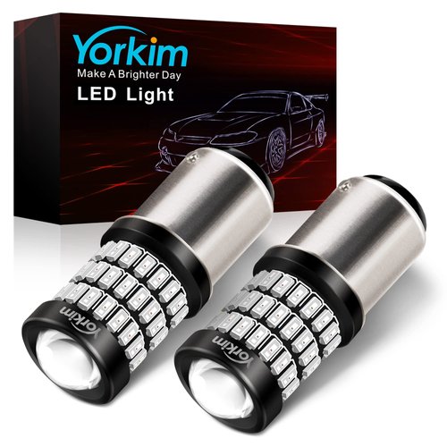 Yorkim Bright 1157 LED Bulbs Red, 1157 Brake Light Bulb, 9-30V 1157 2057 2357 7528 BAY15D LED Bulb with Projector Replacement for Back Up Reverse Lights or Tail Lights - Red