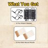 Party Supplies Kit - Black Glasses with Round Frame No Lenses,Broom Pencil for School Theme Birthday ,Halloween,Cosplay Costume Party Decor,12pcs each