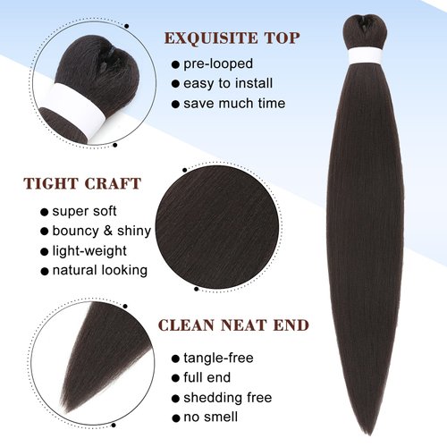 Pre Stretched Braiding Hair Long Braid 26 Inch,#4 Color 3 Packs Braiding Hair Extensions Professional Synthetic Fiber Crochet Twist Braids (#4)