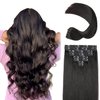 JIAMEISI Clip In Hair Extensions Human Hair 120g 8pcs Thickened Silky Straight Human Hair Clip In Extensions 16inch #1B Natural Black Seamless Clip In Hair Extensions