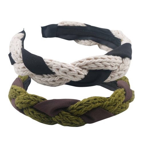 HUANMAYE Bohemia Women's Fashion Headbands Wide Weaving Shape Headband Black Non Slip Hair Band for Women's Hair Accessories Holiday Party Costume Decoration (White)
