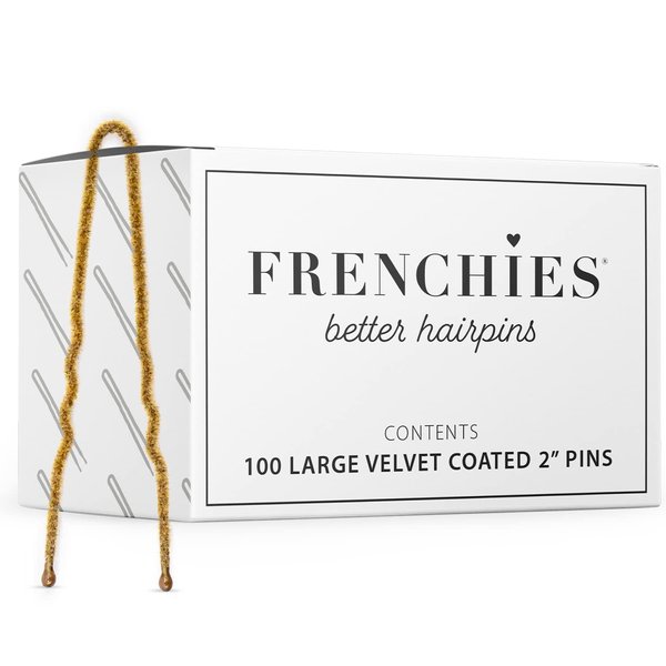Frenchies Ultra Flocked Extra Soft French Twist Hair Pins for Women, Girls, Teens Buns, Wedding Hair Accessories, Womens Updo Hairstyles, Hair Extensions or Wig, 100 Count, Blond, Small (2 inch)