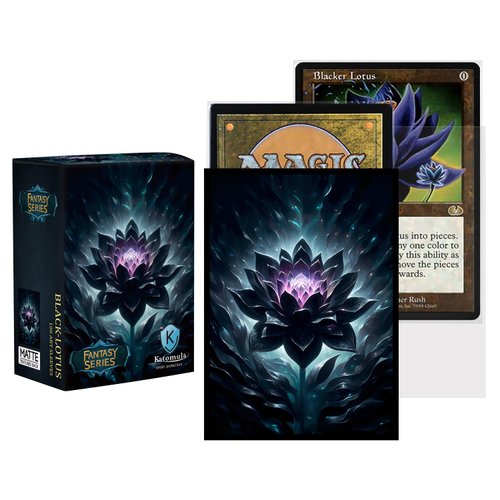 Katomula 100 PCS MTG Card Sleeves with 100 PCS Perfect Fit Sleeves, Art Matte Card Sleeves with Inner Sleeves - Fit Standard Size Cards - Black Lotu