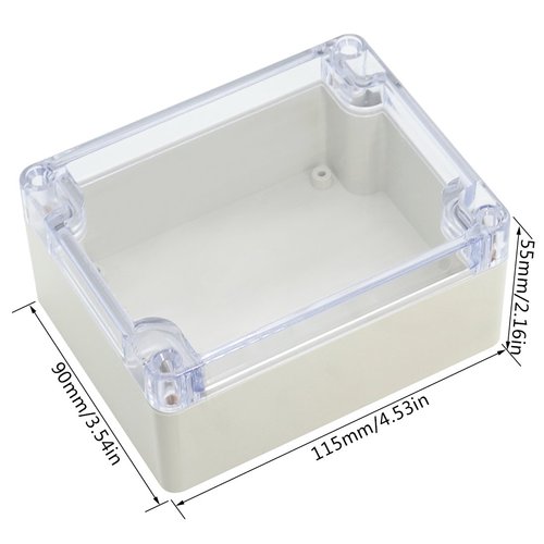 LeMotech ABS Plastic Junction Box, Dustproof Waterproof IP65 Electrical Box - Universal Project Enclosure Grey, with PC Transparent/Clear Cover 4.53 x 3.54 x 2.16 inch (115 x 90 x 55 mm)