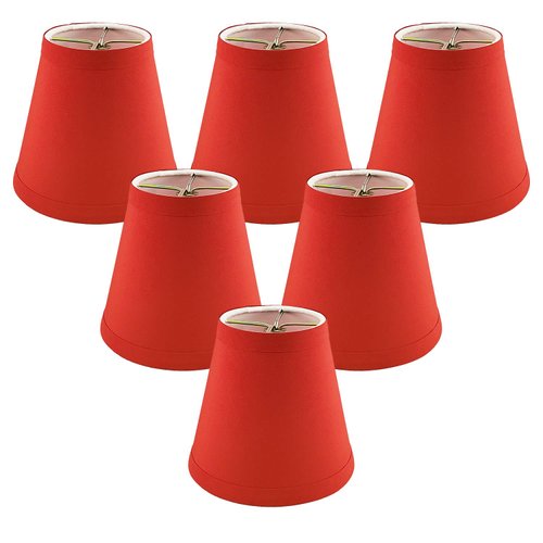 Royal Designs CS-1002-5RED-6 Clip On Empire Chandelier Lamp Shade, 3" x 5" x 4.5", Red, Set of 6
