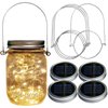 Homeleo 4 Pack Wide Mouth Mason Jar Solar Led Lights Insert Screw with Hangers, Warm White Waterproof Solar Fairy Lights for Outdoor Garden Decor Christmas Holiday Wedding Party(Jars Not Included)