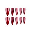 RUOKEXIN 30Pcs Halloween Press on Nails Red Long Stiletto Fake Nails Solid Color False Nails with Designs Red Cat's Eye Nail Press ons Mirror Artificial Nails Holiday Stick on Nails for Women