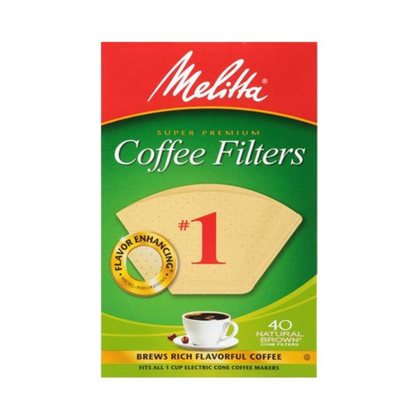 Melitta 1 Cone Coffee Filters, Unbleached Natural Brown, 40 Count (Pack of 12) 480 Total Filters Count - Packaging May Vary