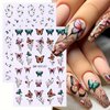 Flowers Nail Art Stickers Decals 3D Butterfly Lavender Flowers Design Nail Decals for Summer Nail Art Decorations Charms 6PCS Blossom Purple Petal Flower Stickers for Women Girls DIY Manicure Nail Art