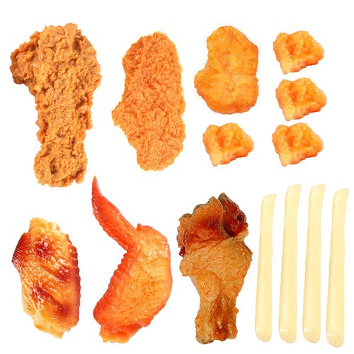 Kids Kitchen Play Food Set,Fake Fried Chicken Legs,Simulated Chicken Wings,Children Kitchen Toy Decoration,Restaurant Window Display Props,Fake Fried Chicken Food Model Set