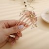 Aimimier Flower Crystal French Hair Comb Luxury Rhinestone Gem Side Combs Long Teeth Hair Pins Bridal Hair Accessories for Women Girls(Champagne)