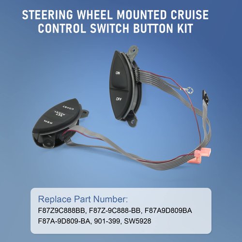LDMINDA Steering Wheel Mounted Cruise Control Switch Button Kit Replacement for Ford Ranger 1998-2003, for Explorer Sport Trac 2001-2005, for Mercury Mountaineer, for F150 for Mazda B3000 F87Z9C888BB