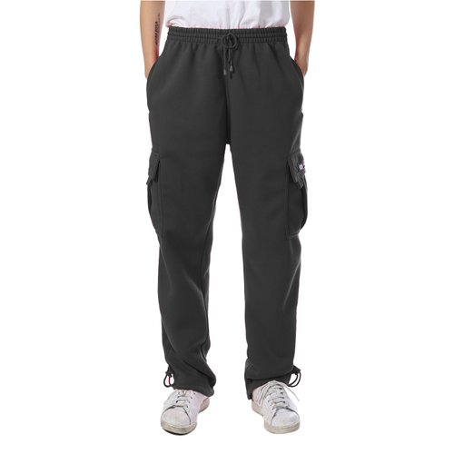 JD Apparel Mens Regular Fit Premium Fleece Cargo Pants 2XL Charcoal