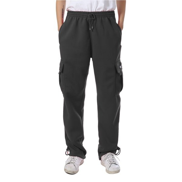 JD Apparel Mens Regular Fit Premium Fleece Cargo Pants 2XL Charcoal