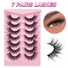 Cat-Eye Lashes Flu-ffy 22mm Manga Lashes Wispy Fairy Eyelashes, Curly Volume Spiky Lashes Faux Mink False Eyelashes that look like extensions Lashes Natural Look 7 Pairs Pack(ZD72)