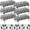 Cow Print Tablecloth (Pack of 6) 54 x 72 Inch Tablecloths for Farm Animal Themed Parties, Birthday Party Supplies and Picnic Table Covers, (Black and White)