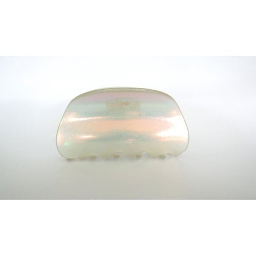 Generic Clear frosted white spotted iridescent hair claw clip
