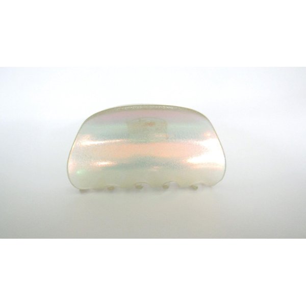 Generic Clear frosted white spotted iridescent hair claw clip