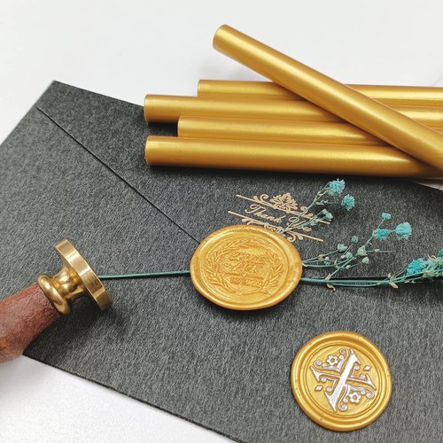 Wax Seal Sticks, 10 PCS Sealing Wax Hot Glue Sticks for Glue Gun (Gold)