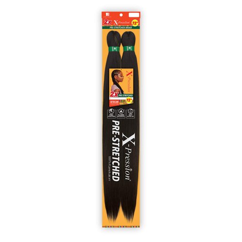 Sensationnel X-pression prestretched braiding hair - 2x xpression 72 inch all kanekalon flame retardant synthetic braid in hair extensions - 2X 72 Inch (1 pack, 1)