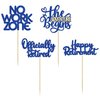 24Pcs Happy Retirement Cupcake Toppers Officially Retired Cake Toppers No Work Zone Adventure Begins Cupcake Picks Retirement Theme Farewell Birthday Party Decorations Supplies Dark Blue