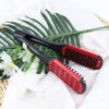 Hair Straightening Comb, Boar Hair Double Sided Brush Comb Clamp, Hair Styling Tool (Red)