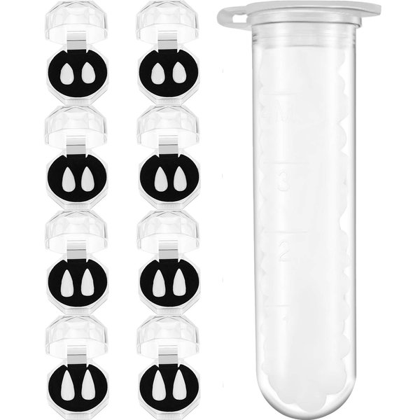 Gejoy 8 Pairs Vampire Teeth Fangs Dentures Halloween Cosplay Props with Teeth Pellets Adhesive for Halloween Costume Party Favors (13 mm, 15 mm, 17 mm, 19 mm)