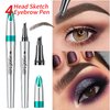 Generic Eyebrow Pencil,3D Microblading Eyebrow Tattoo Pencil 4 Fork Tip,Eye Makeup Long-Lasting Waterproof & Smudge-proof Natural Eyebrow Hair Eyebrow Pencil (2#Red-brown)