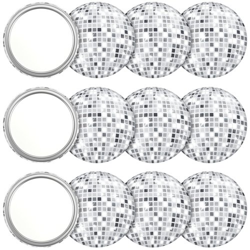 12 Pcs Disco Ball Compact Mirror 2.76 Inch Vintage Round Pocket Mirror Makeup Glass Mini Mirror Handheld Portable Small Mirror for Purse, Women Girls Gifts Disco Party Supplies and Travel Daily Use
