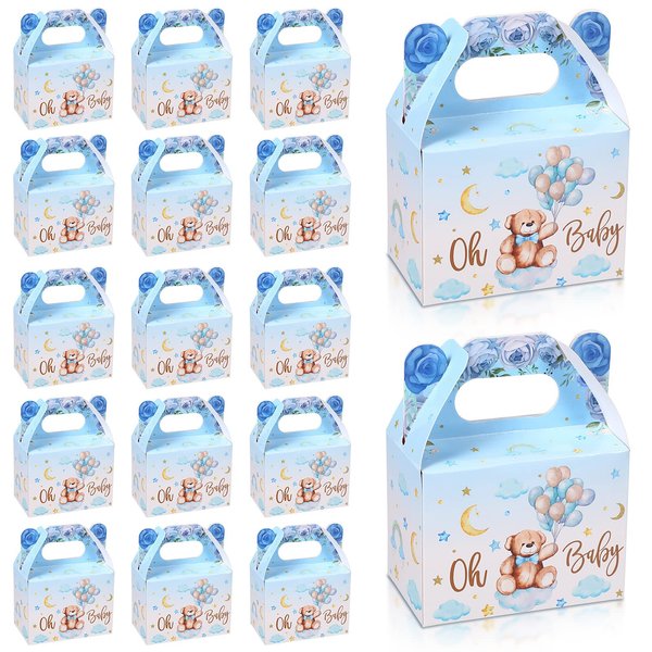 36 Pieces Bear Baby Shower Party Favor Boxes Cute Bear Treat Boxes Paper Candy Cookies Box Decoration for Baby Shower Party Supplies Gender Reveal Bear Themed Birthday Party Decor (Blue)