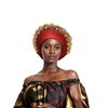 African Women's Turban Hat Stylish Gele Gemstone Headpiece, Perfect for Wedding Parties. Auto Gele HeadtiesNigerian Toe Cap (Polyester, red)