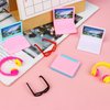 30 Pcs Doll Dollhouse Accessories 1/12 Scale Dollhouse Phone Laptop Computer Headset Glasses Miniature Simulator Accessories Mini Scene Simulation Miniatures Playset