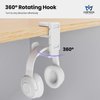 3-in-1 PC Gaming Headphone & Controller Holder - EURPMASK Headphone Hanger w/Adjustable Clamp&Rotating Arm,Headset Stand Under Desk Controller Stand WH