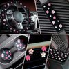 BBTO 19 Pcs Embroidery Cute Flower Car Accessories Set Include Car Seat Covers, Steering Wheel Cover, Car Air Vent Clips, Car Cup Mats, Center Console Pad, Seat Belt Cover for Girl Women Car Decor