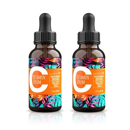 Vitamin C Hyaluronic Acid Serum for Face (2 oz TWIN BUNDLE) - Anti Aging Skin Care Treatment for Wrinkle Acne and Scar, Black Head and Dark Spot remover