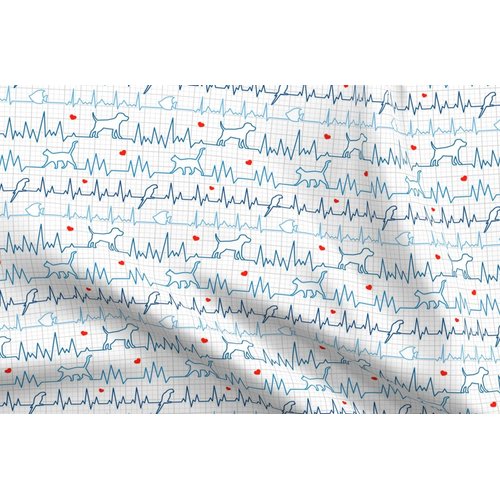 Spoonflower Fabric - Pets Dogs Cat Fish Bird Vet Heart Pet Animals Line Love Printed on Denim Fabric Fat Quarter - Bottomweight Apparel Home Decor Upholstery