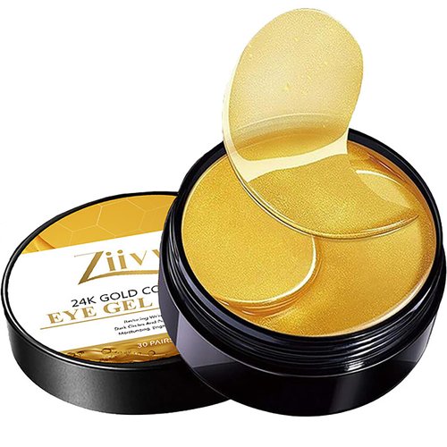 Ziivva Under Eye Collagen Patches Eye Masks with 24K Gold and Snail, Eye Gel Treatment Masks for Puffy Eye & Dark Circles, Anti Wrinkle, Moisturizing Improves Elasticity 30 PAIRS (Gold & Snail)